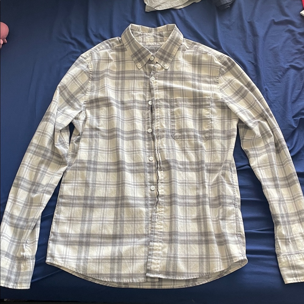 Falls Creek Gray and Cream Plaid Shirt